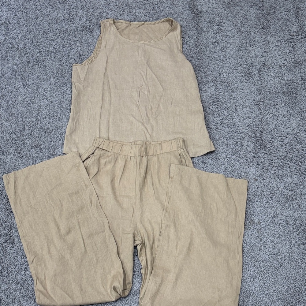 SHEIN Beige Sleeveless Jumpsuit